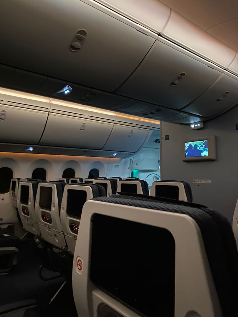 搭乗した飛行機内の様子