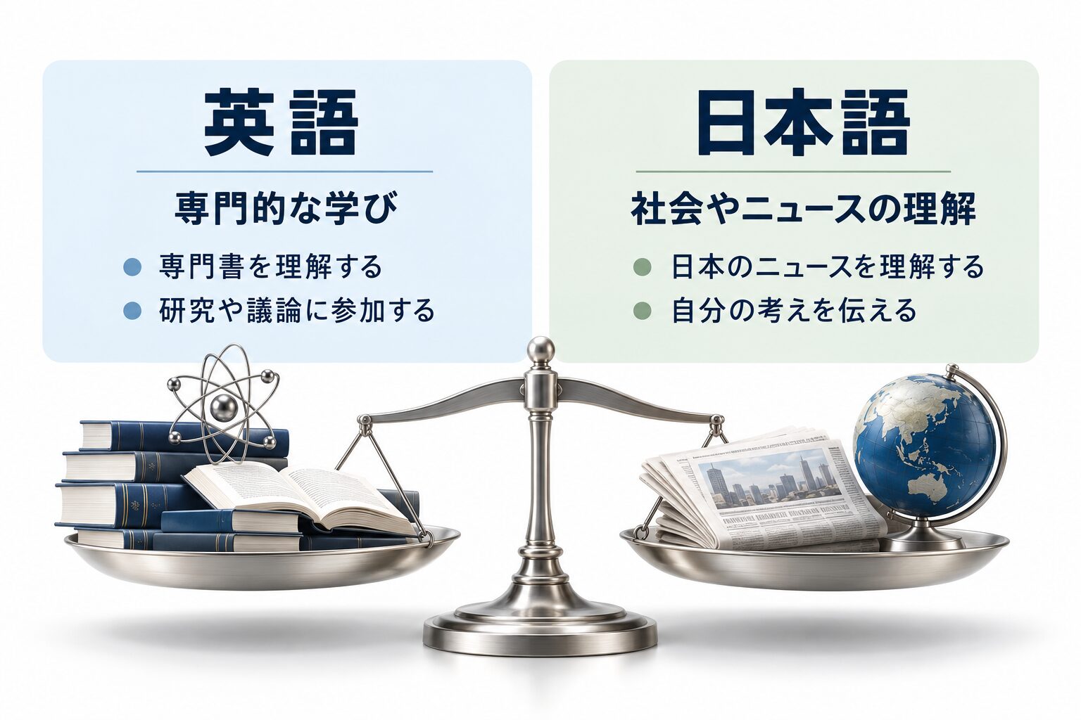 英語と日本語の目標設定のバランス図